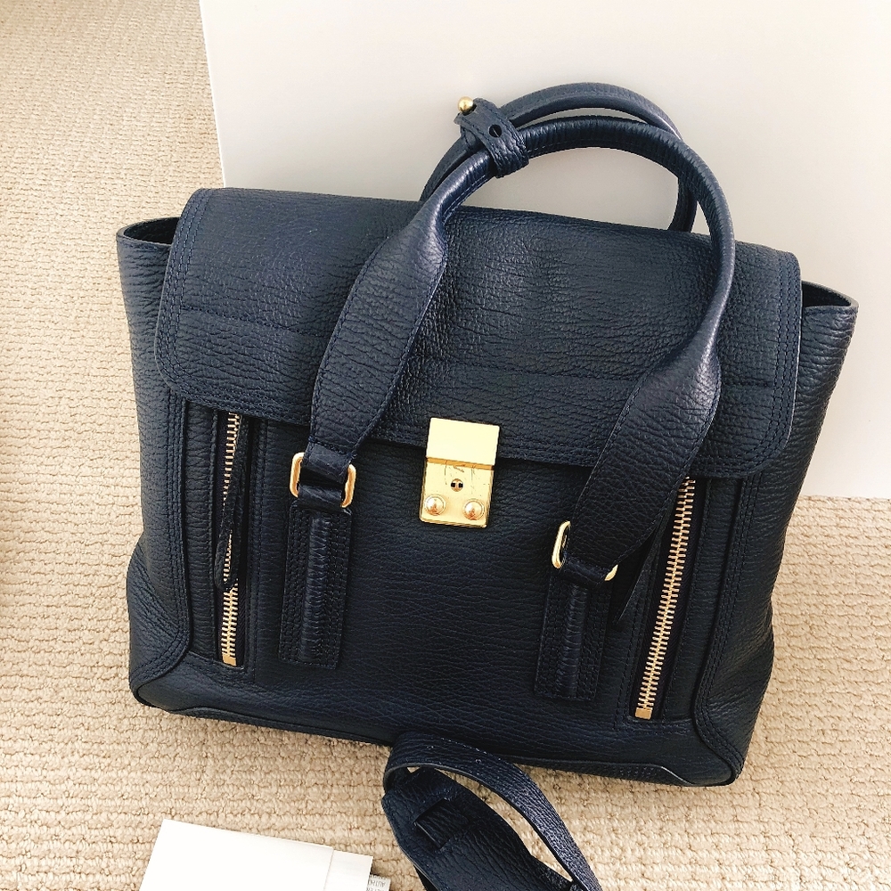 3.1 Philip Lim Bag Navy Pashli Satchel
